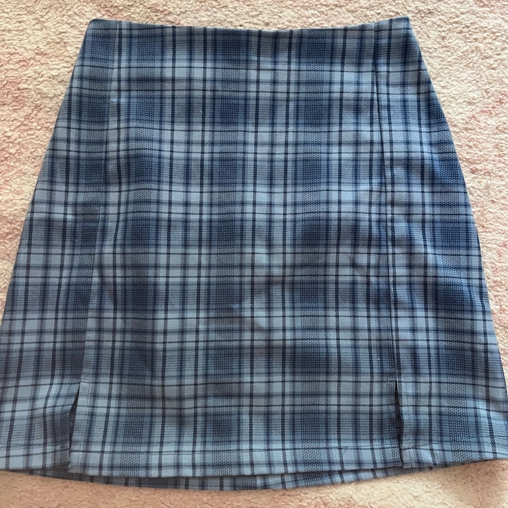 Blue Plaid Women's Mini Pencil Skirt
